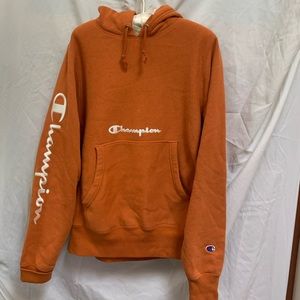 burnt orange Champion logo hoodie